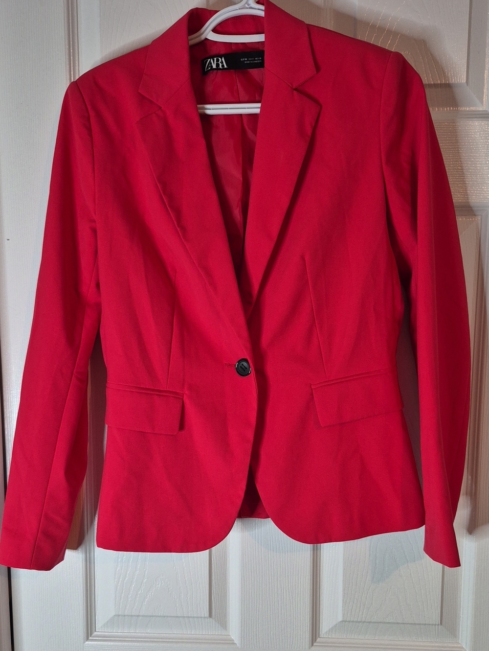 Zara Blazer Size 4 Red With Black Buttons